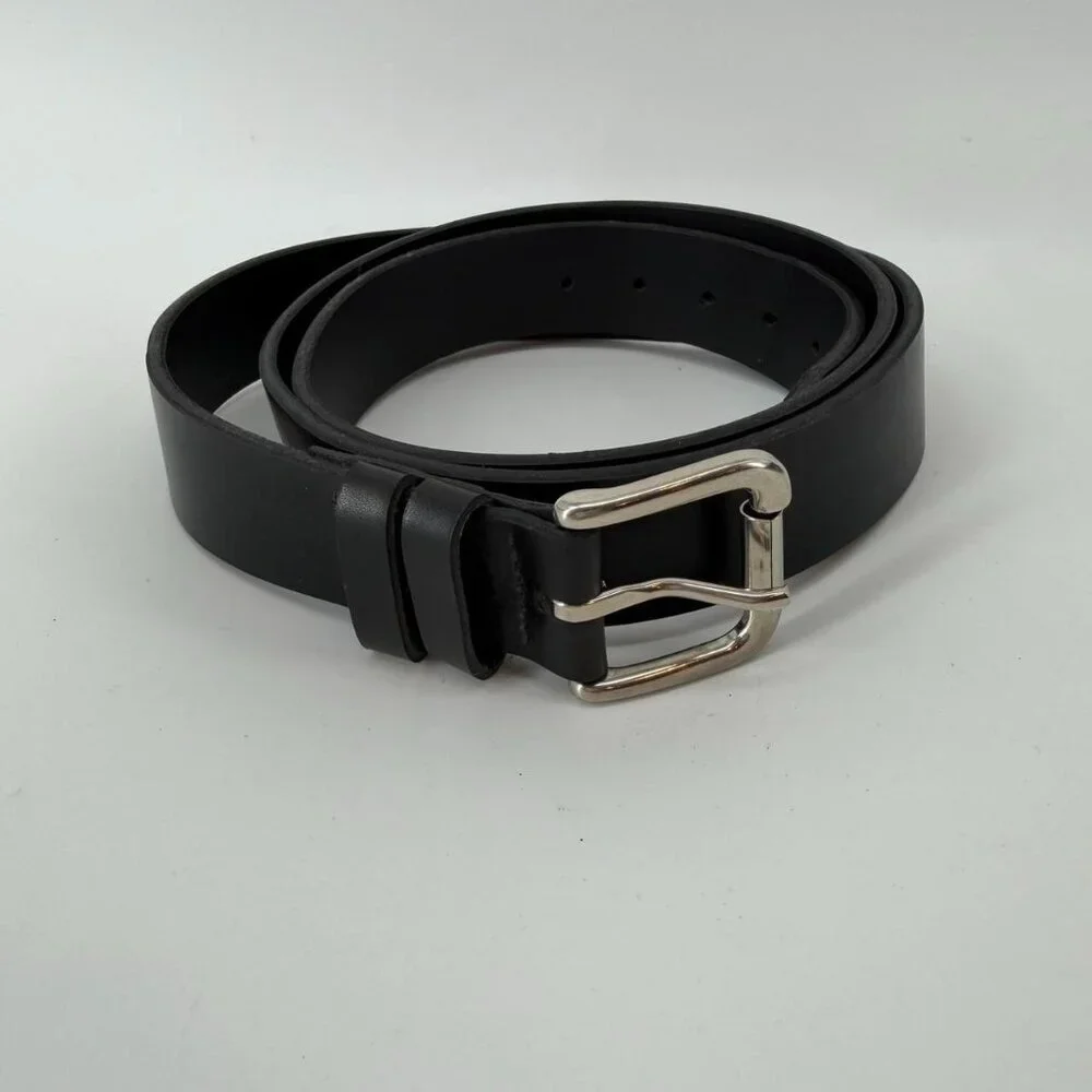 Vintage USA Made Black Leather Belt Size 48 Nevada Pull-Up